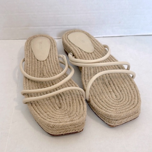 St. Agni Jackie Raffia Espadrille Flat Sandals In Ecru size 39 - Picture 2 of 11